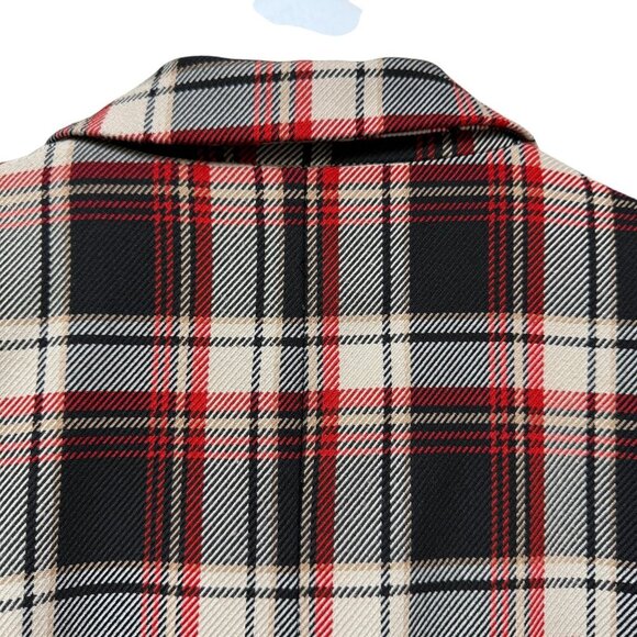 H&M Plaid Blazer Size 6 Womens Red Black Check Double Breasted Jacket Holiday - Picture 5 of 11